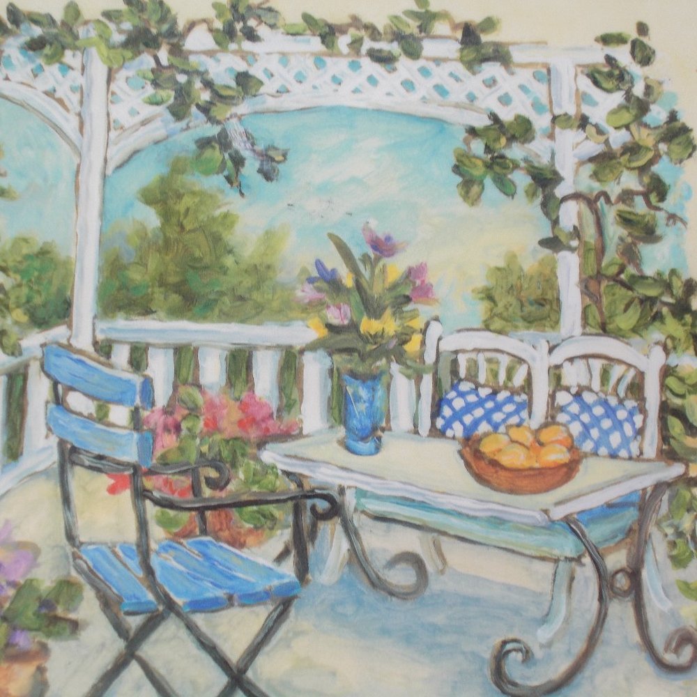 EUC, 12"x12" home decor wood plaque, signed